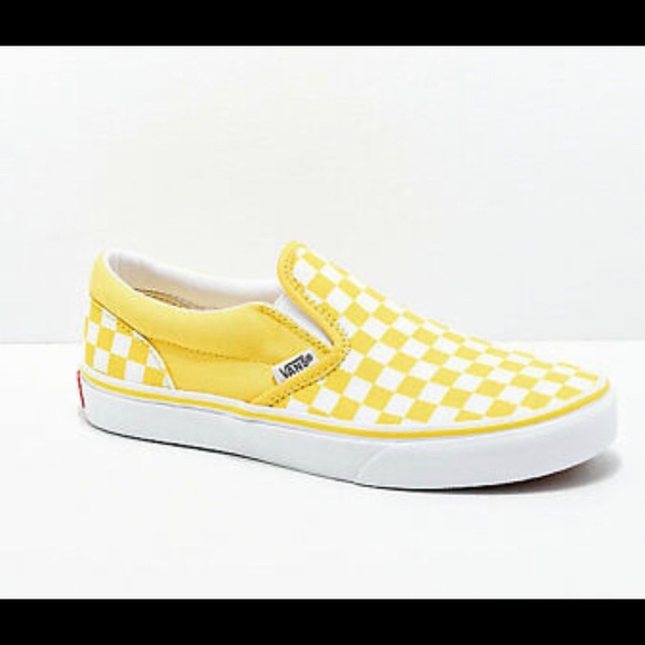 vans slip on yellow and white